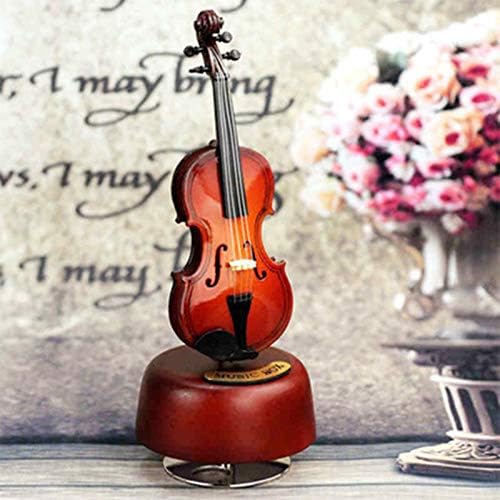 Violin Music Box With Rotating Musical Base Miniature Art Gift