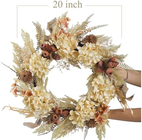 20 Inch Winter Fall Wreath for Front Door Boho Style