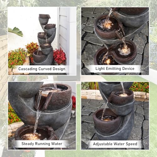 Modern Floor Standing Water Feature with LED Light