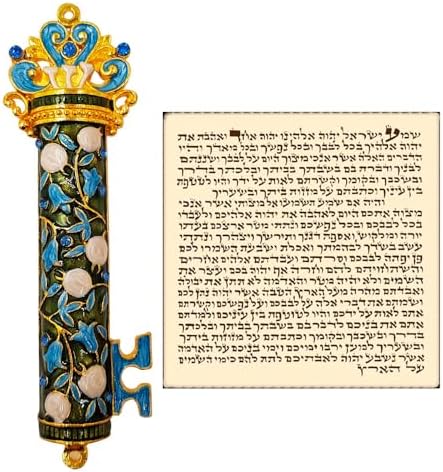 Talisman4u Blue Enamel Mezuzah with Scroll Case