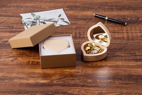 Heart Shape Wooden Music Box with Mirror Mechanism