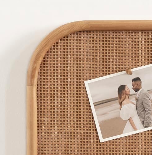 Kate and Laurel Rattan Wall Pinboard 20x26 Natural Wood Boho