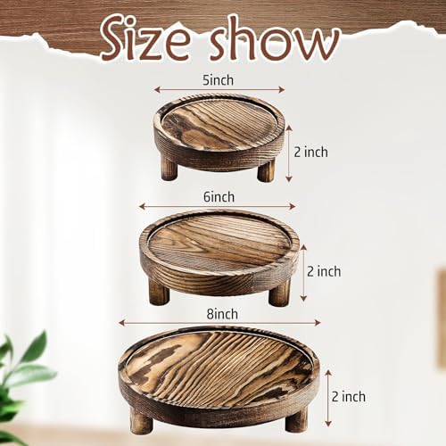 Wood Display Riser Set 3 Piece Rustic Brown