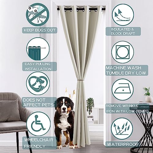 XTMYI Ivory Blackout Doorway Curtain 80 Inches Long