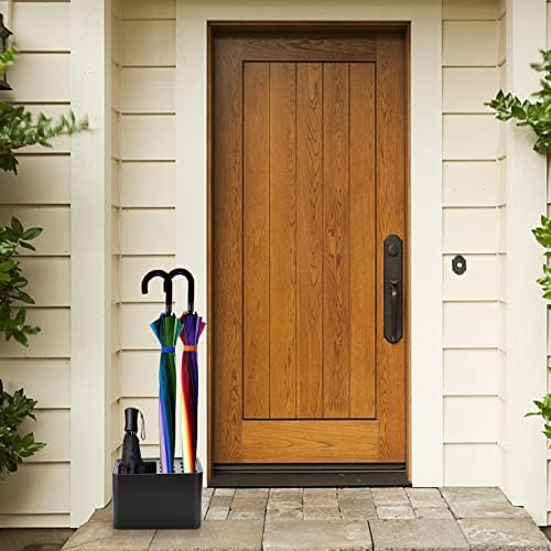 Elsjoy Black Umbrella Stand with Drip Tray