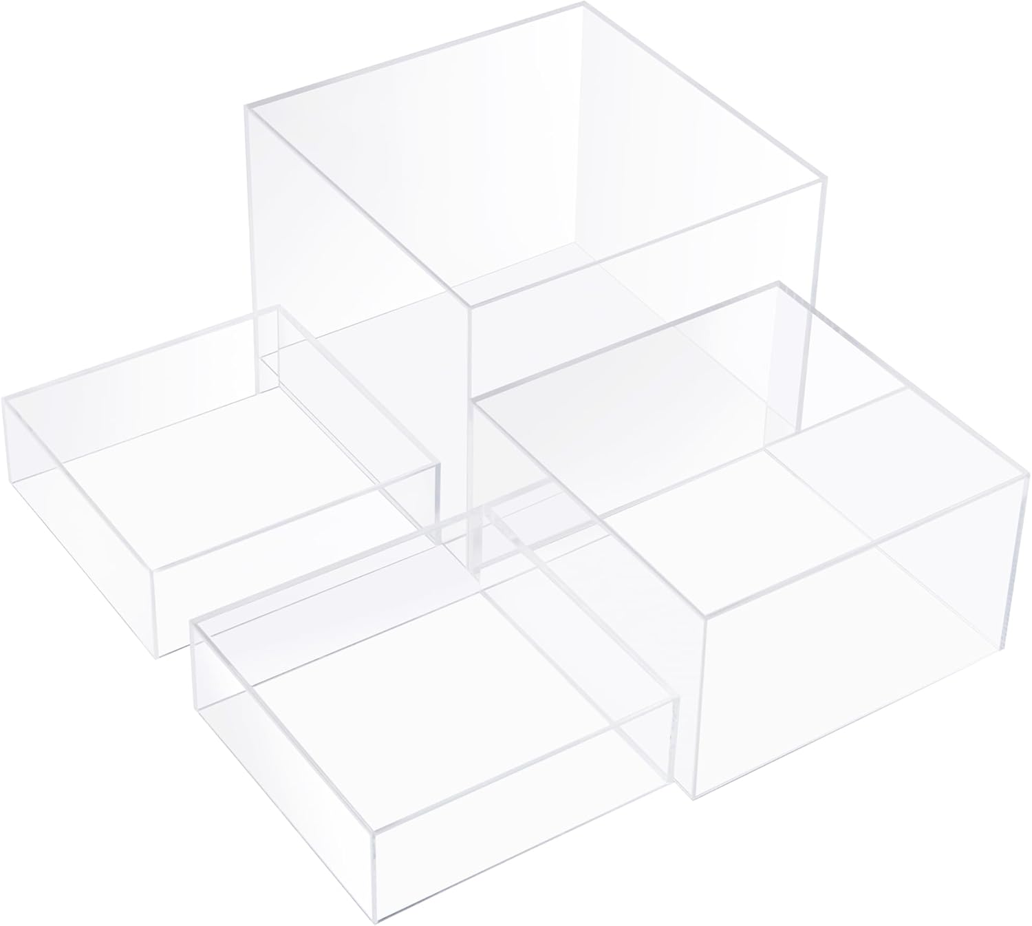 Set of 4 Acrylic Cube Display Box Risers