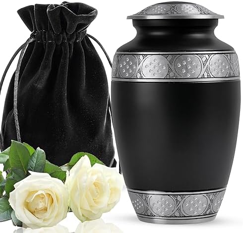 Yatskia Black Large Metal Urn for Adult Ashes