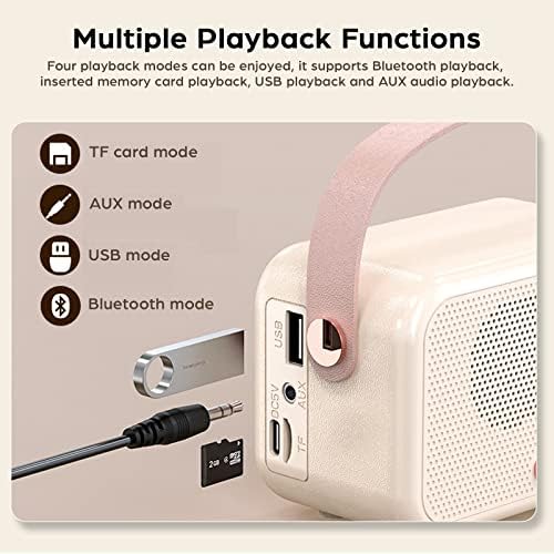 Retro Bluetooth Speaker with Alarm Clock and TF Card Pink