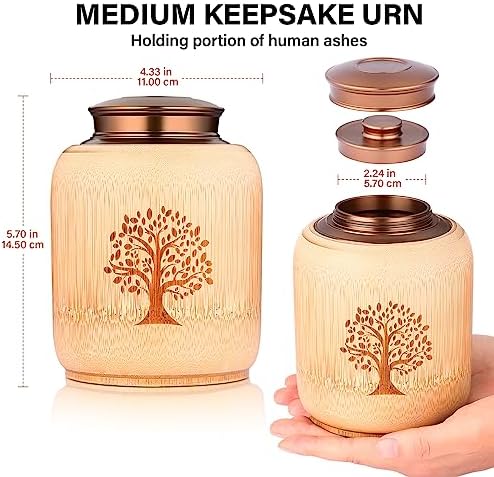 Bamboo Cremation Urn with Tree of Life Pattern