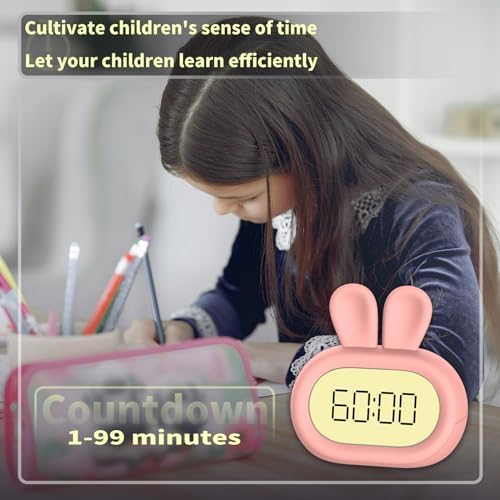 Cute Rabbit Alarm Clock for Kids with Night Light