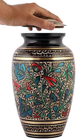 Brass Hand-Painted Urn for Adult Ashes Large Capacity