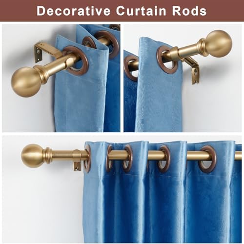 Warm Gold Decorative Curtain Rod with Ball Finials