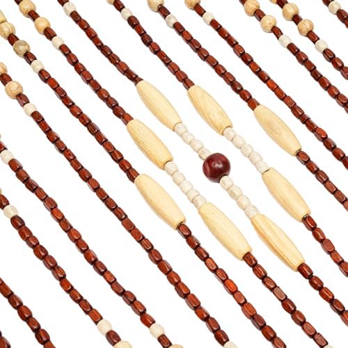 355inch x 69inch Boho Beaded Curtain Natural Wood and Bamboo