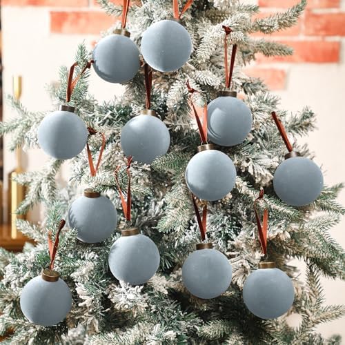 Liliful 15 Pcs Flocked Christmas Tree Balls Decorations