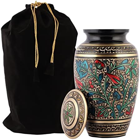 Brass Hand-Painted Urn for Adult Ashes Large Capacity