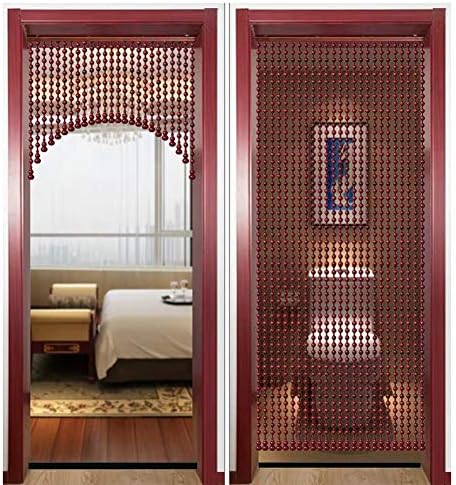 Etlegor Red Dense Beaded Curtain Panel for Doors