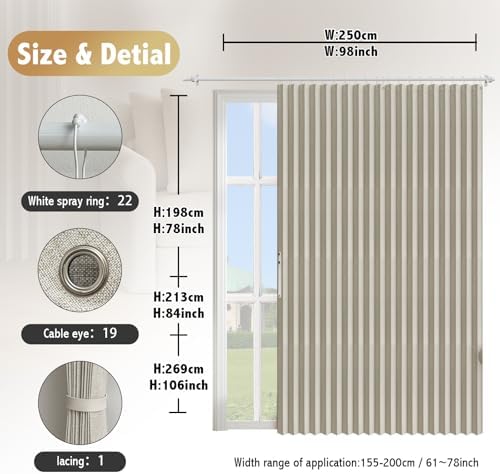 AJAZZ Blackout Doorway Curtains 1 Panel 98 W x 78 L
