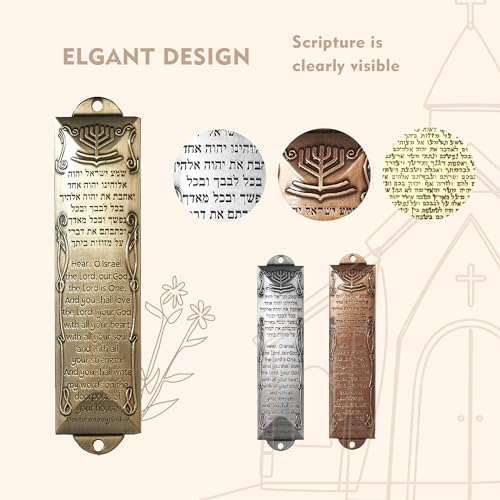 CAMATET Mezuzah with Scroll 2 Sets Antique Gold Silver