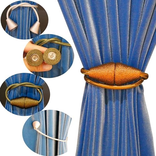 2 Pack Magnetic Curtain Tiebacks Brown