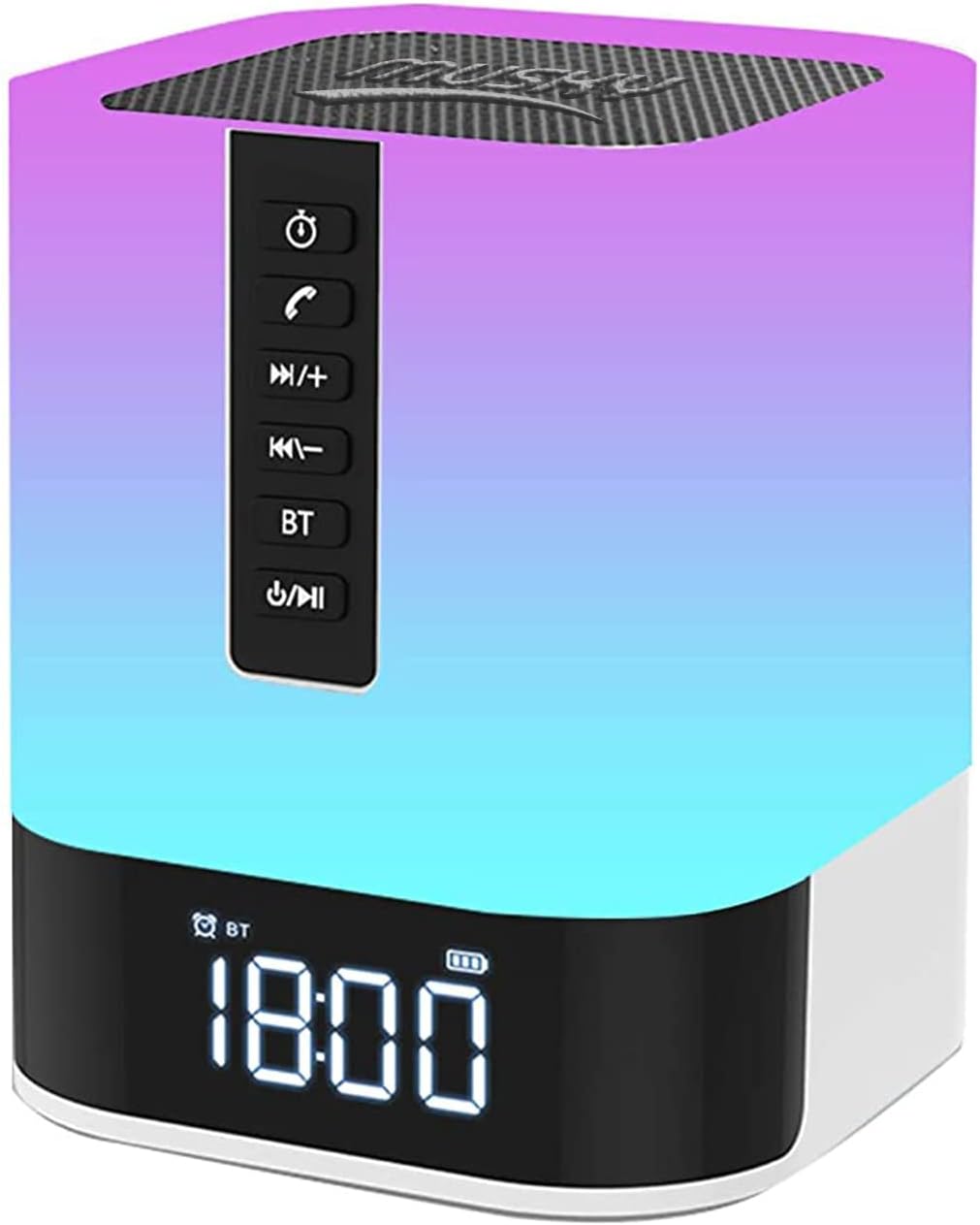 Aisuo Multifunction Bedside Lamp with Bluetooth Speaker and Digital Calendar Alarm Clock