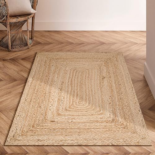 Natural Jute Rug 2x3 Ft Handmade for Livingroom Bedroom