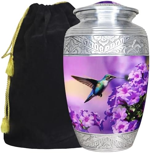 M MEILINXU Purple Hummingbird Cremation Urn
