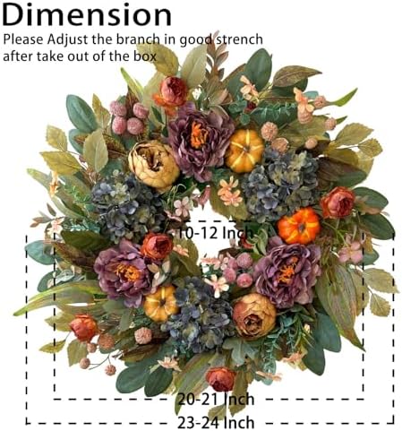 WANNA-CUL 24 Inch Fall Wreath for Front Door