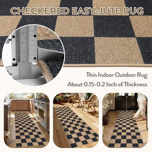 Lahome Checkered Jute Inspired Rug 2x8