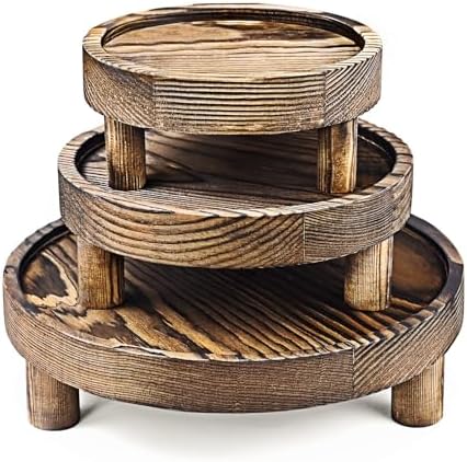 Wood Display Riser Set 3 Piece Rustic Brown