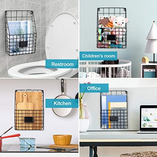WantuSee Metal Wire Magazine Holder for Wall Mounting Black