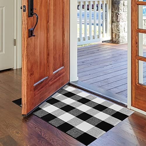 Buffalo Plaid 2x3 Outdoor Rug Black White Checkered
