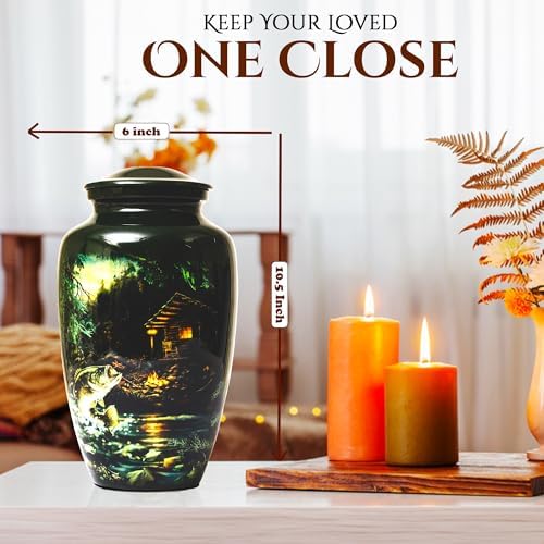 Handcrafted Fishing Urn for Adult Ashes Men Women Memorial