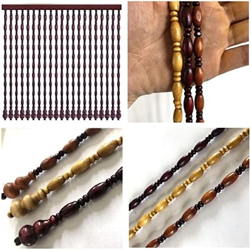 LEOSXA Natural Wooden Beaded Curtain Door Decor Panel