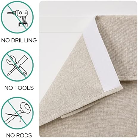 HOMEIDEAS Natural Linen French Door Curtains 1 Panel W26 x L68 Inch