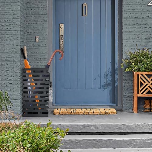 23 Inch Metal Umbrella Stand with Tray and Hooks