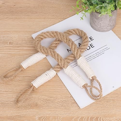 OCIOLI 2 Piece Beige Curtain Tiebacks with Hemp Rope