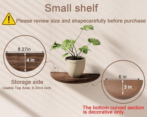 QsQueen Solid Wood Half Round Floating Wall Shelves