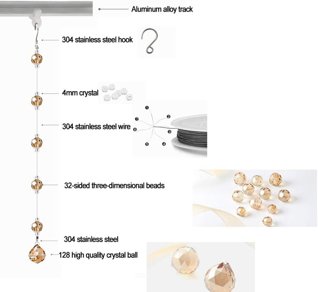 ZHOUXIAO Glass Crystal Beaded Curtain Divider Panels for Doorways