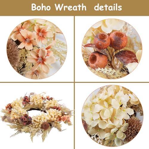 20 Inch Winter Fall Wreath for Front Door Boho Style