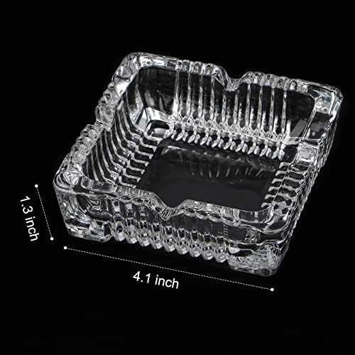 Square Crystal Ashtray with 4 Cigar Grooves