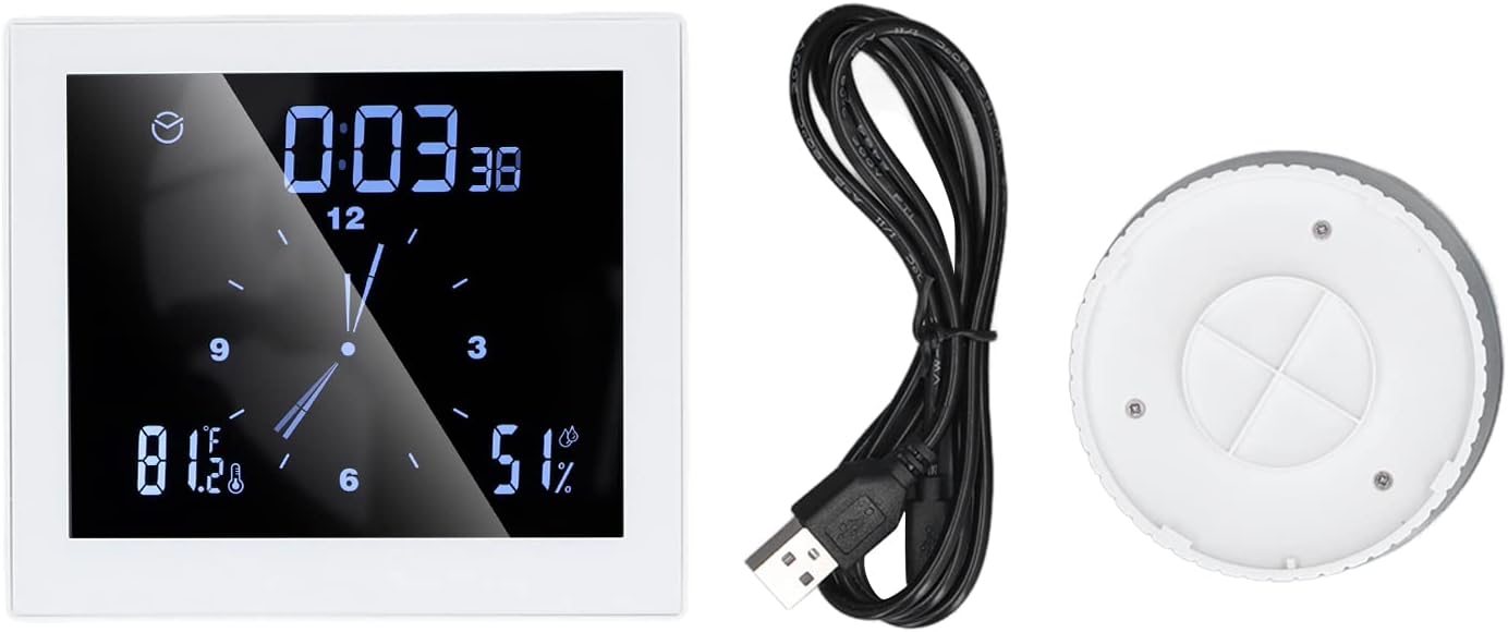 5in Wall Shower Clock Timer Alarm Analog Bathroom Clock with Digital Display