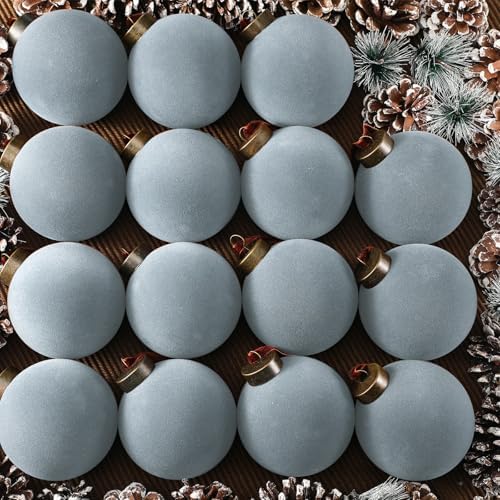 Liliful 15 Pcs Flocked Christmas Tree Balls Decorations