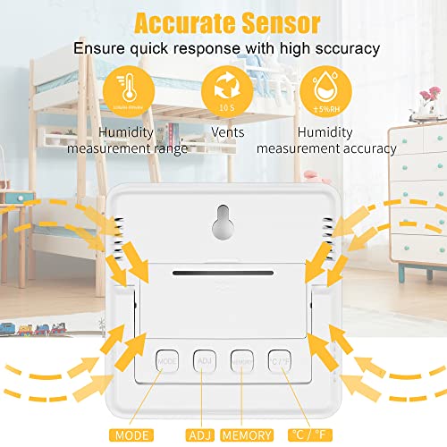 Indoor Thermometer Hygrometer with Alarm Clock Display