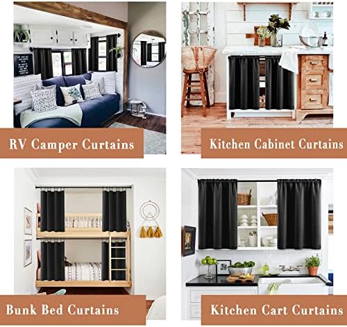 XTMYI 24 Inch Kitchen Window Curtains Waterproof Blackout Panels Set
