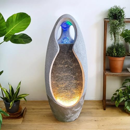 Floor Standing Fountain Large Waterfall 2755 Inches Gray Modern