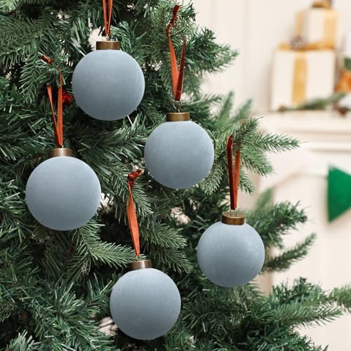 Liliful 15 Pcs Flocked Christmas Tree Balls Decorations