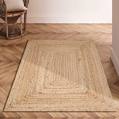 Natural Jute Rug 2x3 Ft Handmade for Livingroom Bedroom