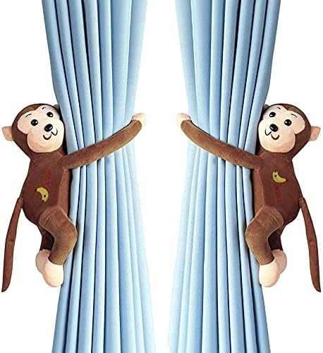 Home Decor Cute Cartoon Monkey Curtain Tiebacks Plush Window Holdbacks