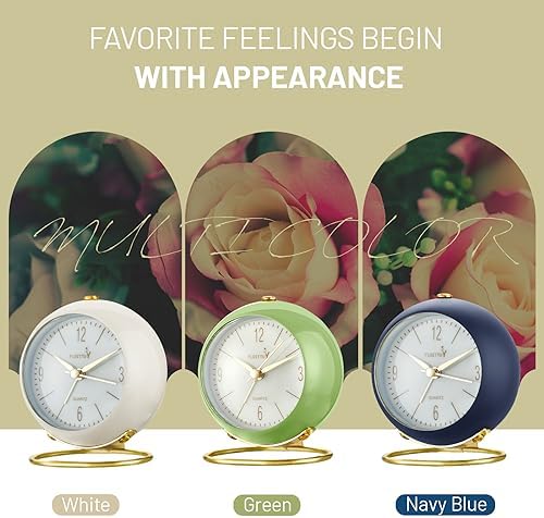 Silent Analog Alarm Clock with Night Light and Battery Operation