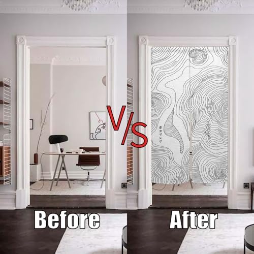 Japanese Style Door Curtain Panel 335 x 559 Abstract Paisley